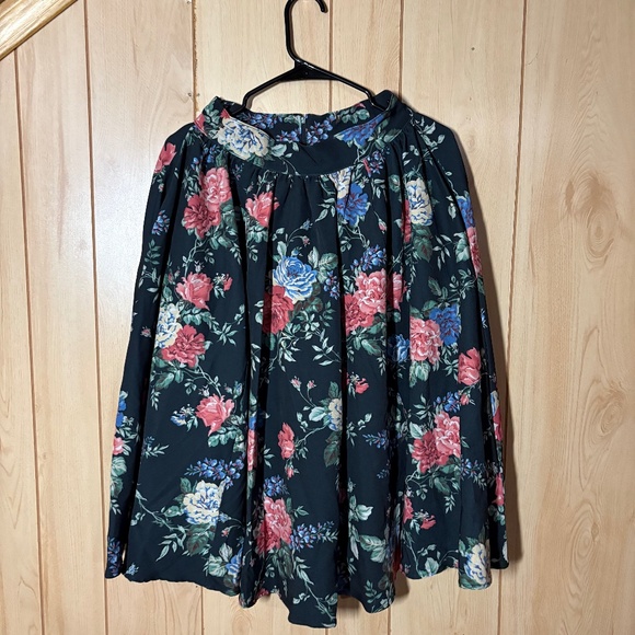 Vixen by Micheline Pitt Dresses & Skirts - Vixen by Micheline Pitt - Black with pink and blue floral swing skirt - NWT